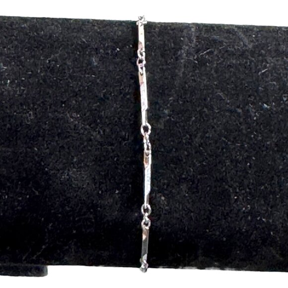 Vintage Monet Silver-Tone Twisted Bar Link Bracelet 7" Dainty Lightweight - Picture 10 of 10